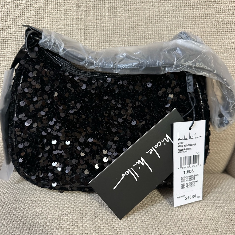 Nicole Miller Black Sequin Women's Bag